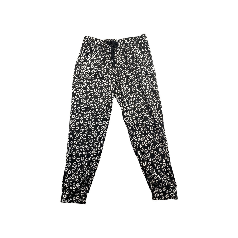 Cuddl Duds Leopard Print Jogger Pants Women Size Medium Black White Sleep Lounge